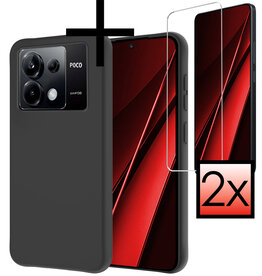 NoXx NoXx Xiaomi Poco X6 Hoesje Siliconen Met 2x Screenprotector - Zwart