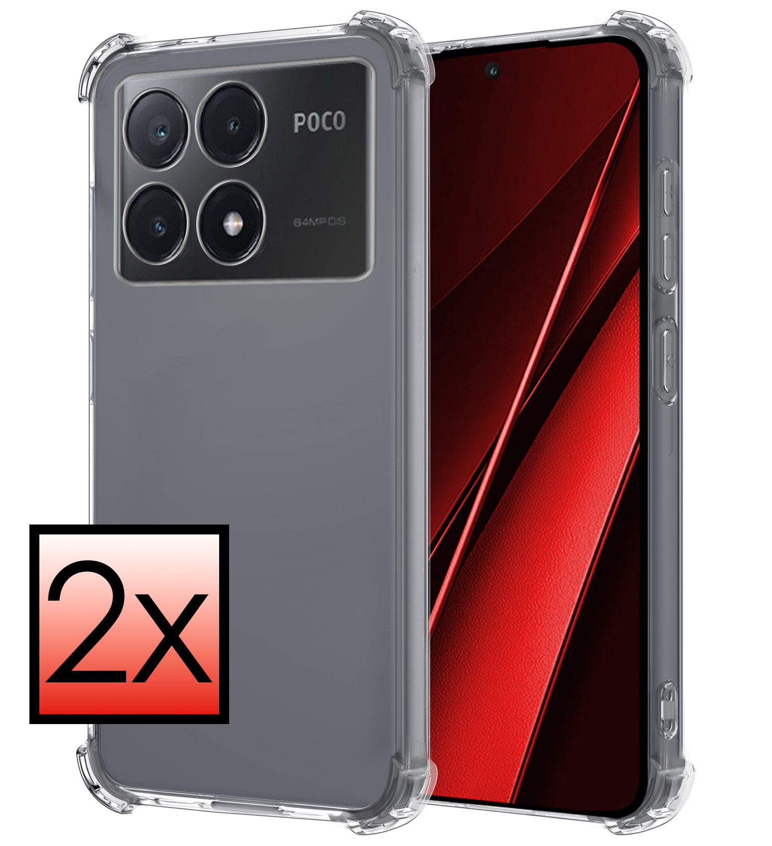 NoXx Hoes Geschikt voor Xiaomi Poco X6 Pro 5G Hoesje Siliconen Cover Shock Proof Back Case Shockproof Hoes - Transparant - 2x