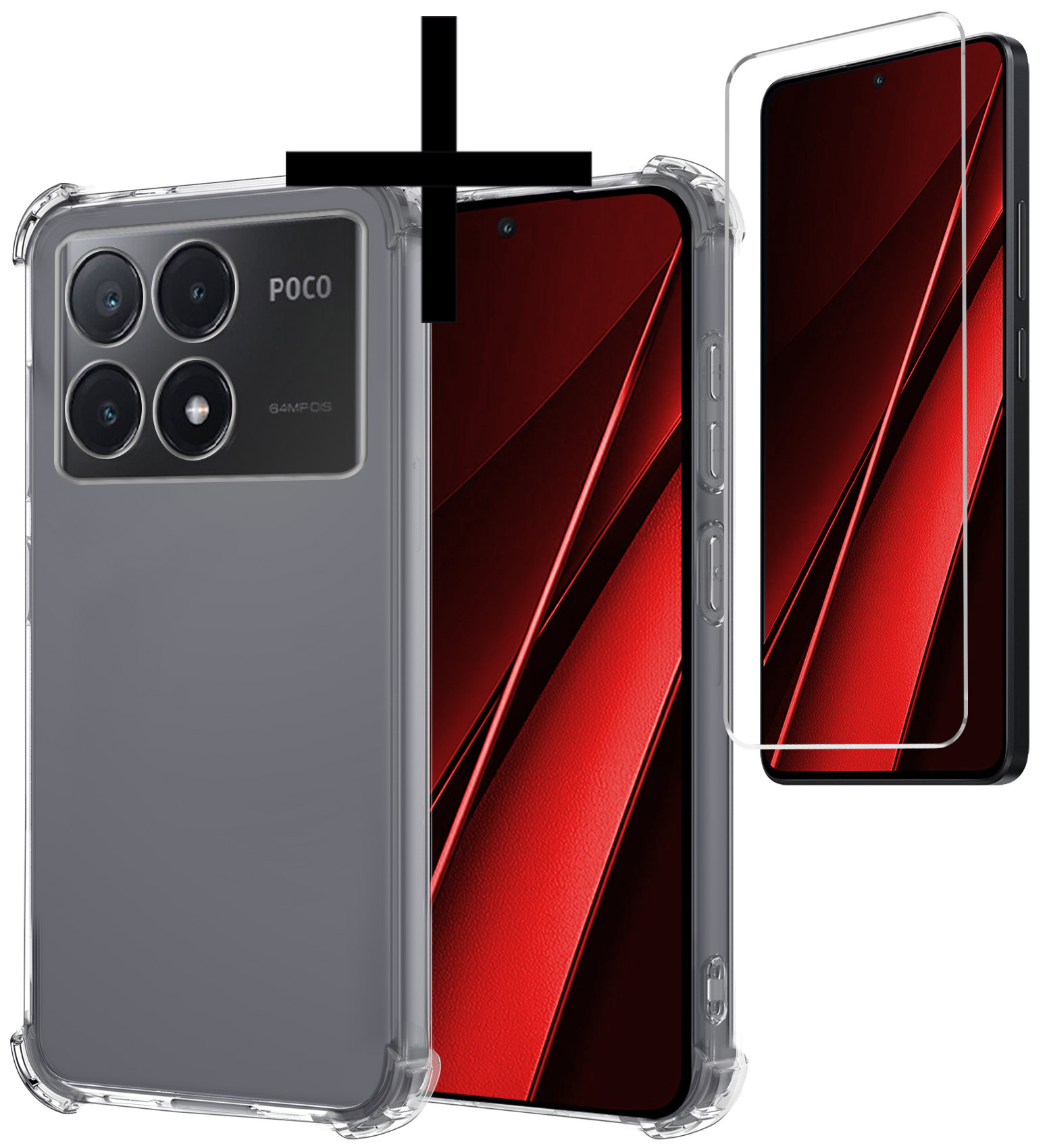 NoXx Hoes Geschikt voor Xiaomi Poco X6 Pro 5G Hoesje Siliconen Cover Shock Proof Back Case Shockproof Hoes Met Screenprotector - Transparant