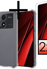 NoXx Hoes Geschikt voor Xiaomi Poco X6 Pro 5G Hoesje Siliconen Cover Shock Proof Back Case Shockproof Hoes Met 2x Screenprotector - Transparant
