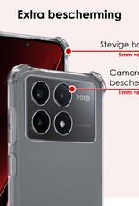 NoXx Hoes Geschikt voor Xiaomi Poco X6 Pro 5G Hoesje Siliconen Cover Shock Proof Back Case Shockproof Hoes Met 2x Screenprotector - Transparant