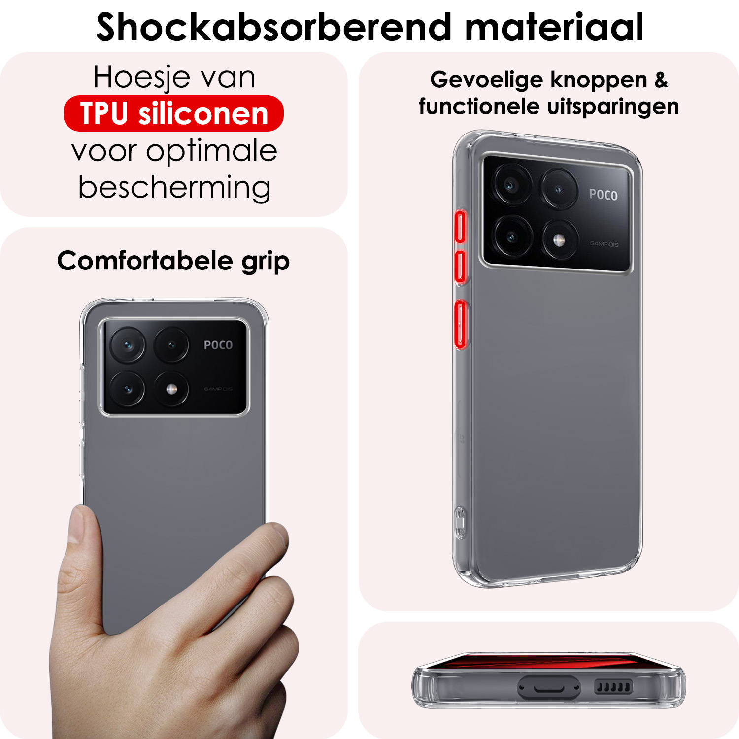 NoXx Hoes Geschikt voor Xiaomi Poco X6 Pro 5G Hoesje Cover Siliconen Back Case Hoes - Transparant