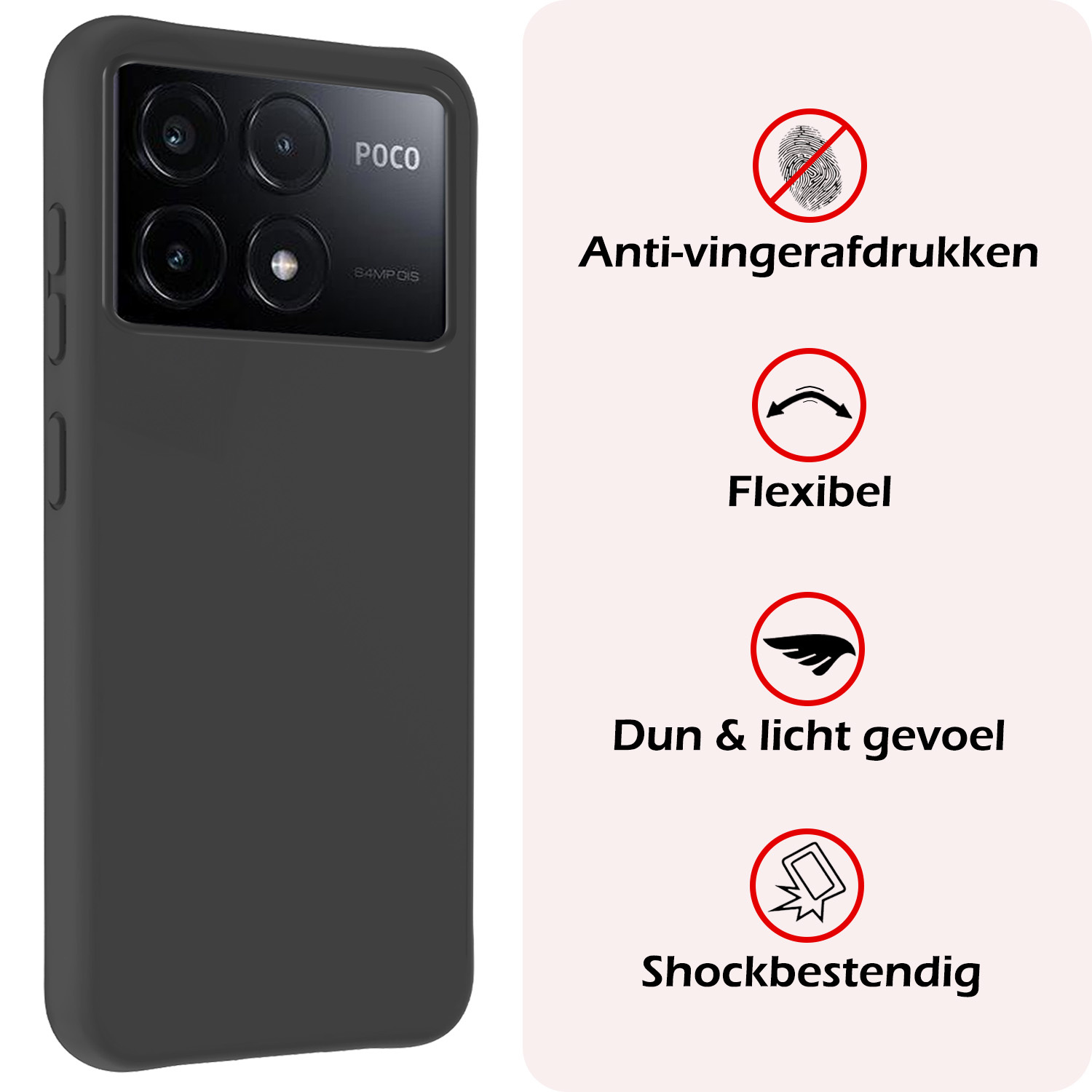 NoXx Hoes Geschikt voor Xiaomi Poco X6 Pro 5G Hoesje Cover Siliconen Back Case Hoes - Zwart