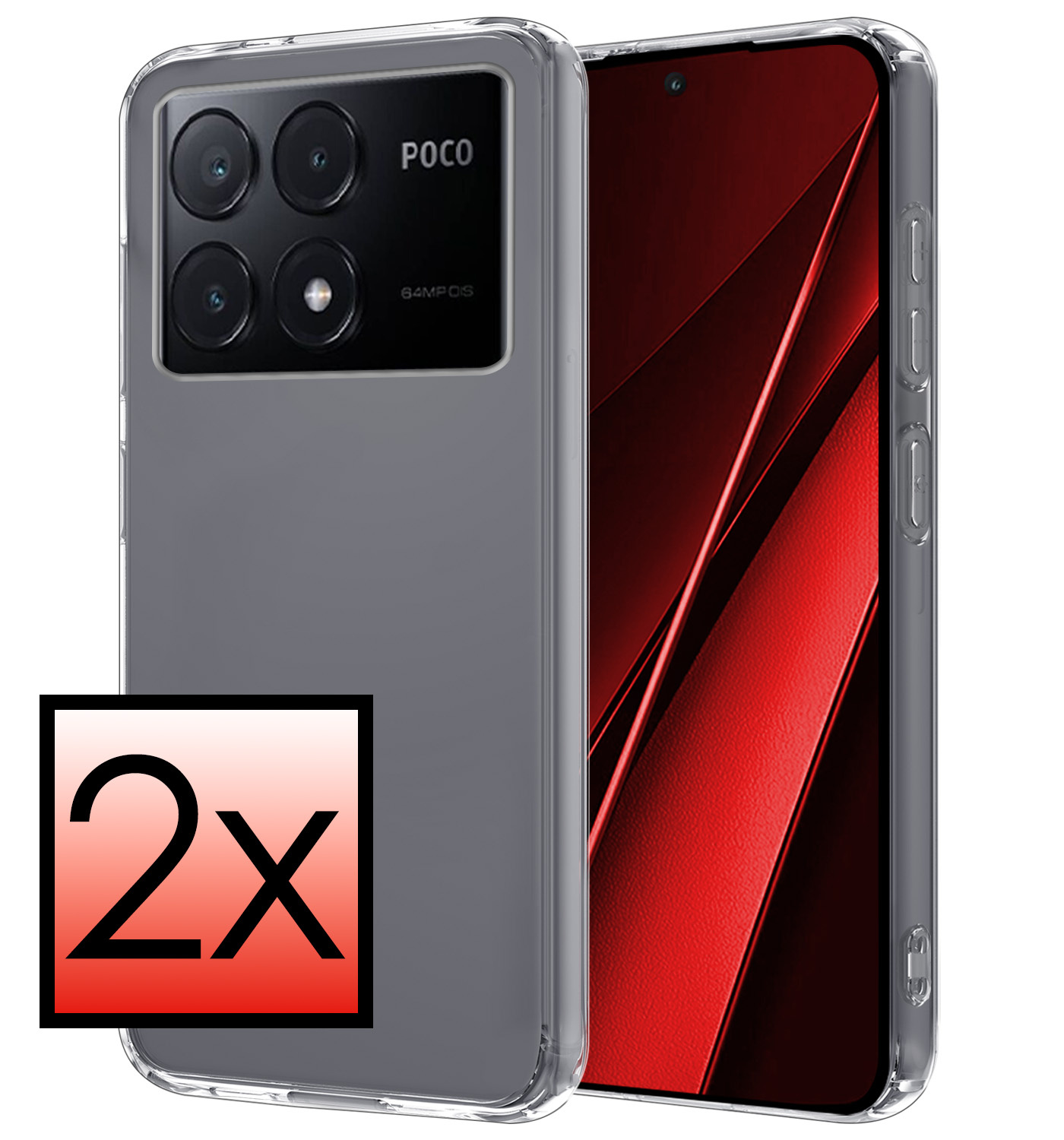 NoXx Hoes Geschikt voor Xiaomi Poco X6 Pro 5G Hoesje Cover Siliconen Back Case Hoes - Transparant - 2x