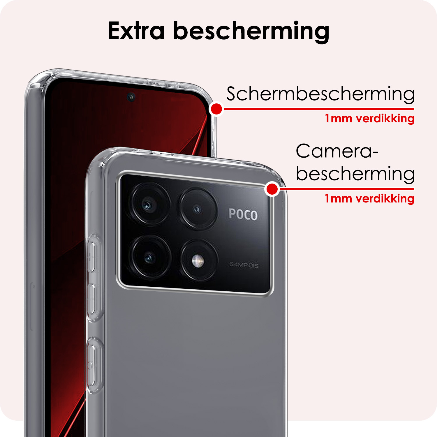 NoXx Hoes Geschikt voor Xiaomi Poco X6 Pro 5G Hoesje Cover Siliconen Back Case Hoes - Transparant - 2x