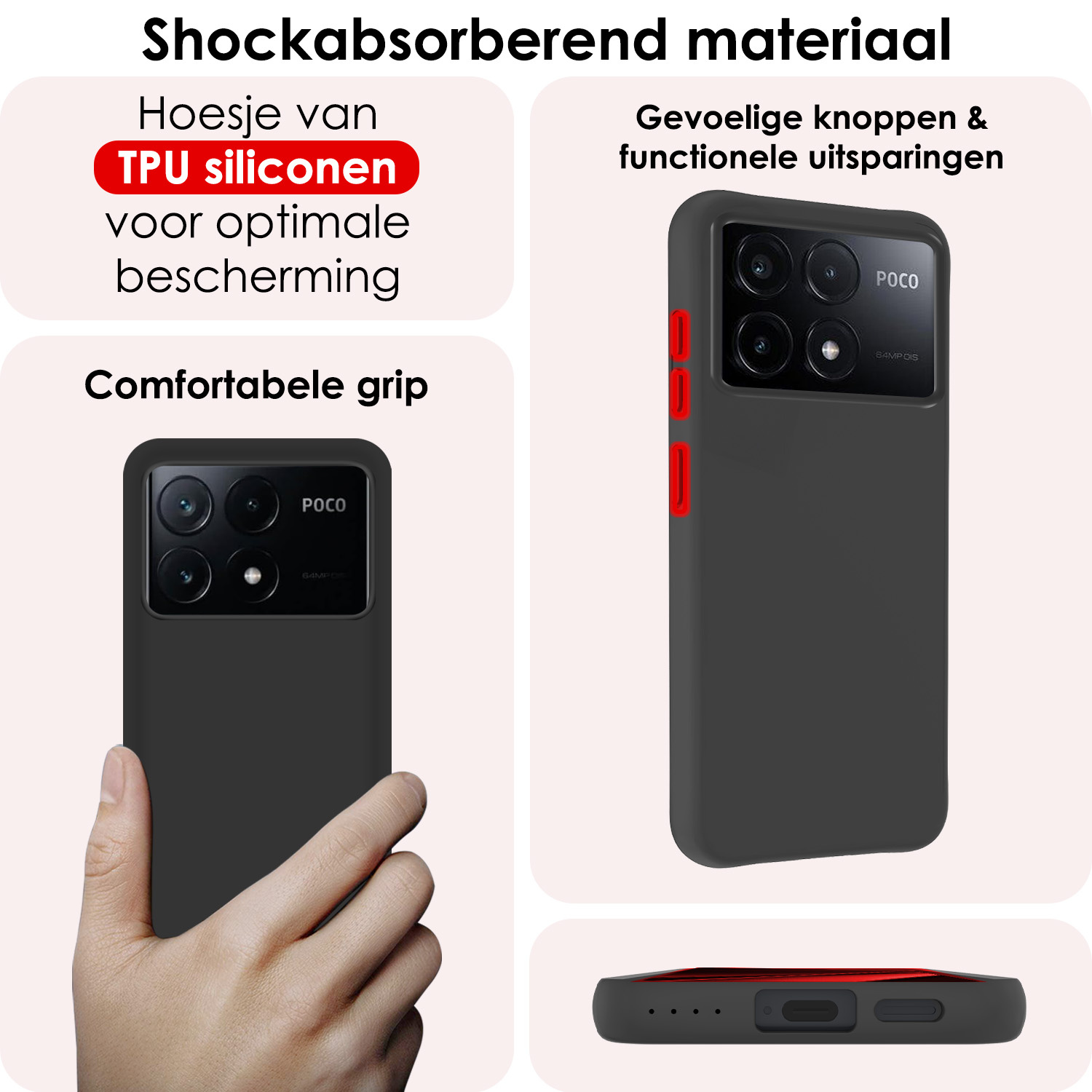 NoXx Hoes Geschikt voor Xiaomi Poco X6 Pro 5G Hoesje Cover Siliconen Back Case Hoes - Zwart - 2x