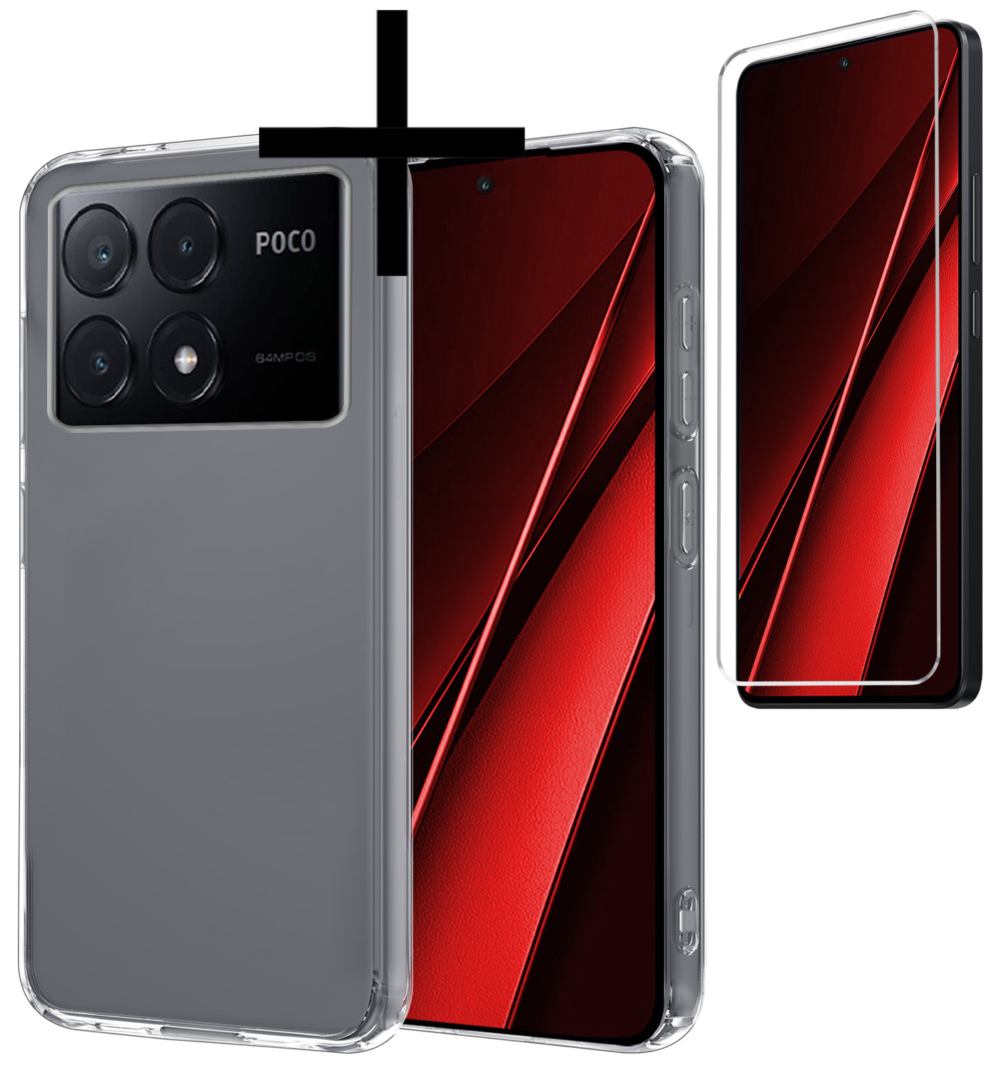 NoXx Hoes Geschikt voor Xiaomi Poco X6 Pro 5G Hoesje Cover Siliconen Back Case Hoes Met Screenprotector - Transparant