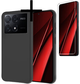 NoXx NoXx Xiaomi Poco X6 Pro Hoesje Siliconen Met Screenprotector - Zwart