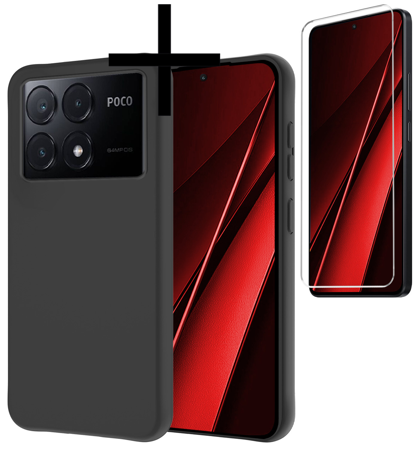 NoXx Hoes Geschikt voor Xiaomi Poco X6 Pro 5G Hoesje Cover Siliconen Back Case Hoes Met Screenprotector - Zwart