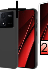 NoXx Hoes Geschikt voor Xiaomi Poco X6 Pro 5G Hoesje Cover Siliconen Back Case Hoes Met 2x Screenprotector - Zwart