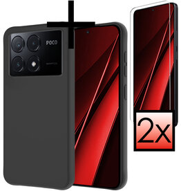 NoXx NoXx Xiaomi Poco X6 Pro Hoesje Siliconen Met 2x Screenprotector - Zwart