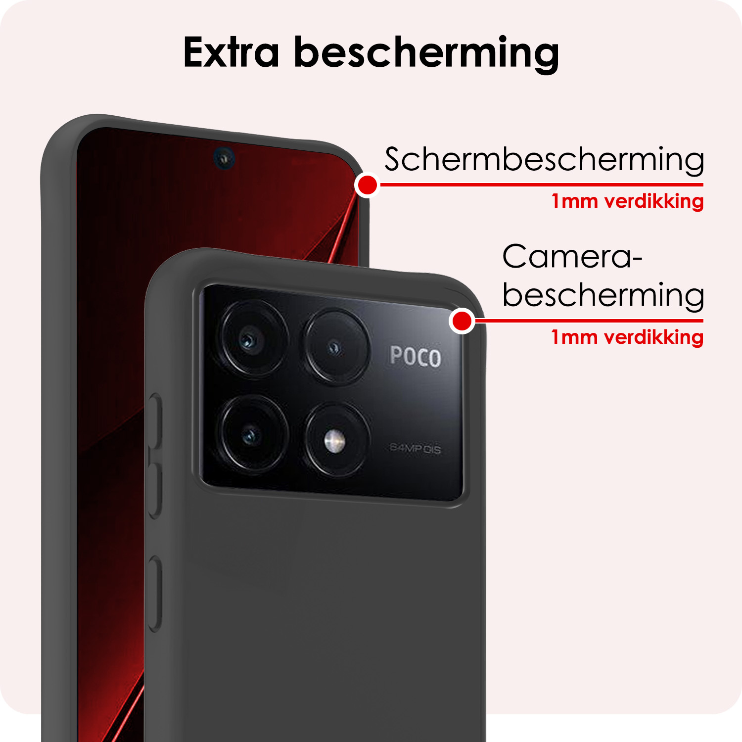 NoXx Hoes Geschikt voor Xiaomi Poco X6 Pro 5G Hoesje Cover Siliconen Back Case Hoes Met 2x Screenprotector - Zwart