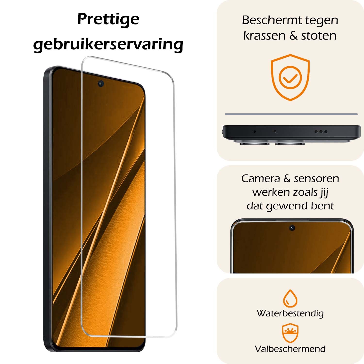 Nomfy Screenprotector Geschikt voor Xiaomi Poco X6 Screenprotector Bescherm Glas Tempered Glass - Screenprotector Geschikt voor Xiaomi Poco X6 5G Screen Protector - 2 PACK