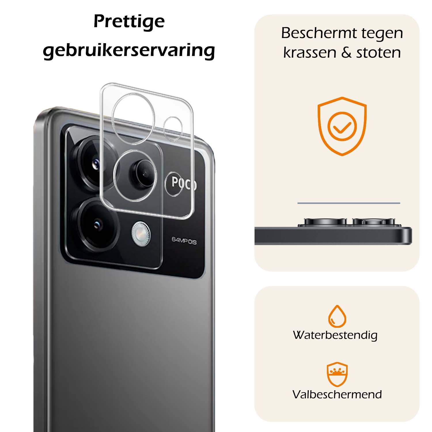 Nomfy Screenprotector Geschikt voor Xiaomi Poco X6 Camera Screen Protector Beschermglas - Screenprotector Geschikt voor Xiaomi Poco X6 5G Camera Screenprotector Tempered Glass