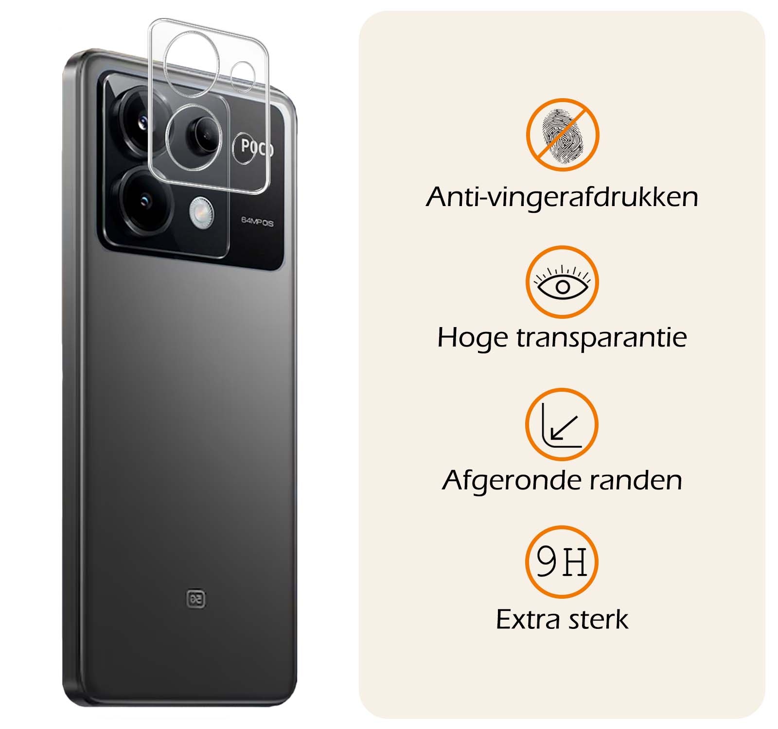 Nomfy Screenprotector Geschikt voor Xiaomi Poco X6 Camera Screen Protector Beschermglas - Screenprotector Geschikt voor Xiaomi Poco X6 5G Camera Screenprotector Tempered Glass - 2 PACK