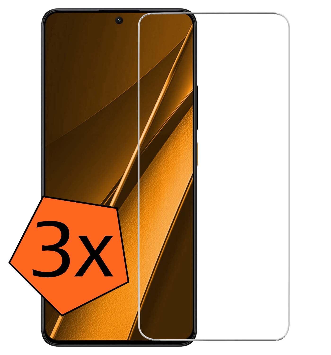 Nomfy Screenprotector Geschikt voor Xiaomi Poco X6 Pro 5G Screenprotector Bescherm Glas Tempered Glass - Screenprotector Geschikt voor Xiaomi Poco X6 Pro Screen Protector - 3 PACK