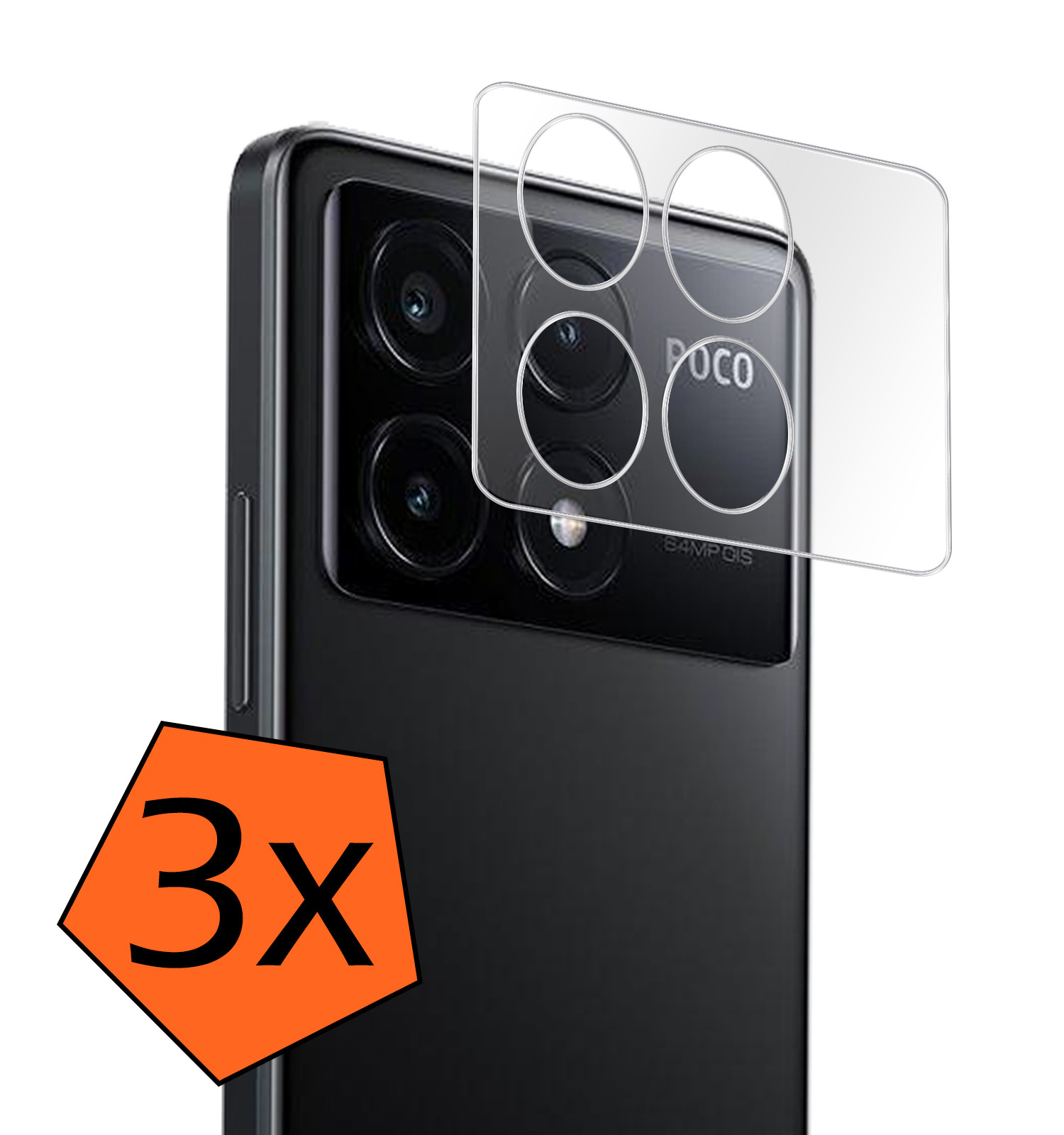 Nomfy Screenprotector Geschikt voor Xiaomi Poco X6 Pro 5G Camera Screen Protector Beschermglas - Screenprotector Geschikt voor Xiaomi Poco X6 Pro Camera Screenprotector Tempered Glass - 3 PACK
