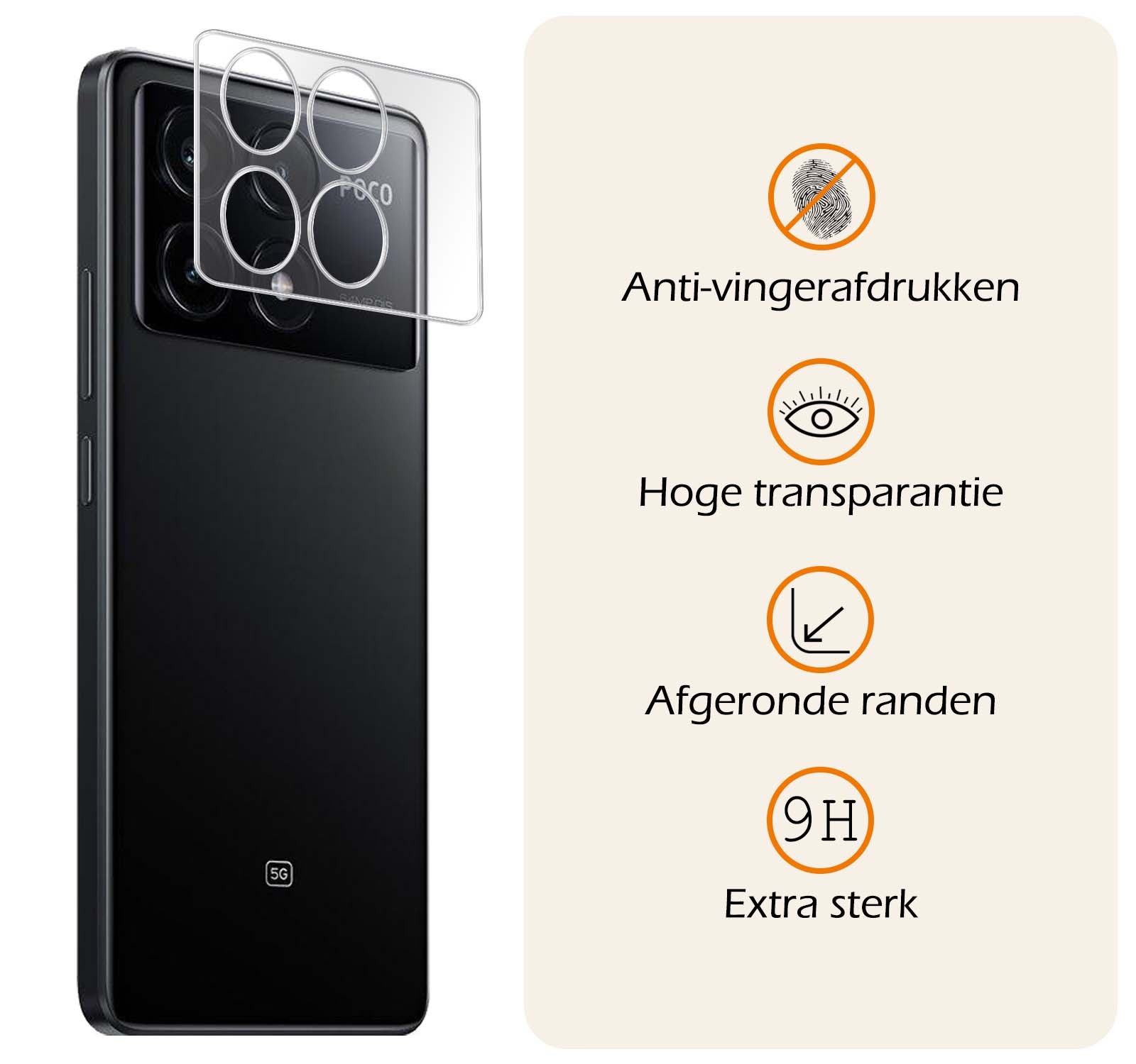 Nomfy Screenprotector Geschikt voor Xiaomi Poco X6 Pro 5G Camera Screen Protector Beschermglas - Screenprotector Geschikt voor Xiaomi Poco X6 Pro Camera Screenprotector Tempered Glass - 3 PACK