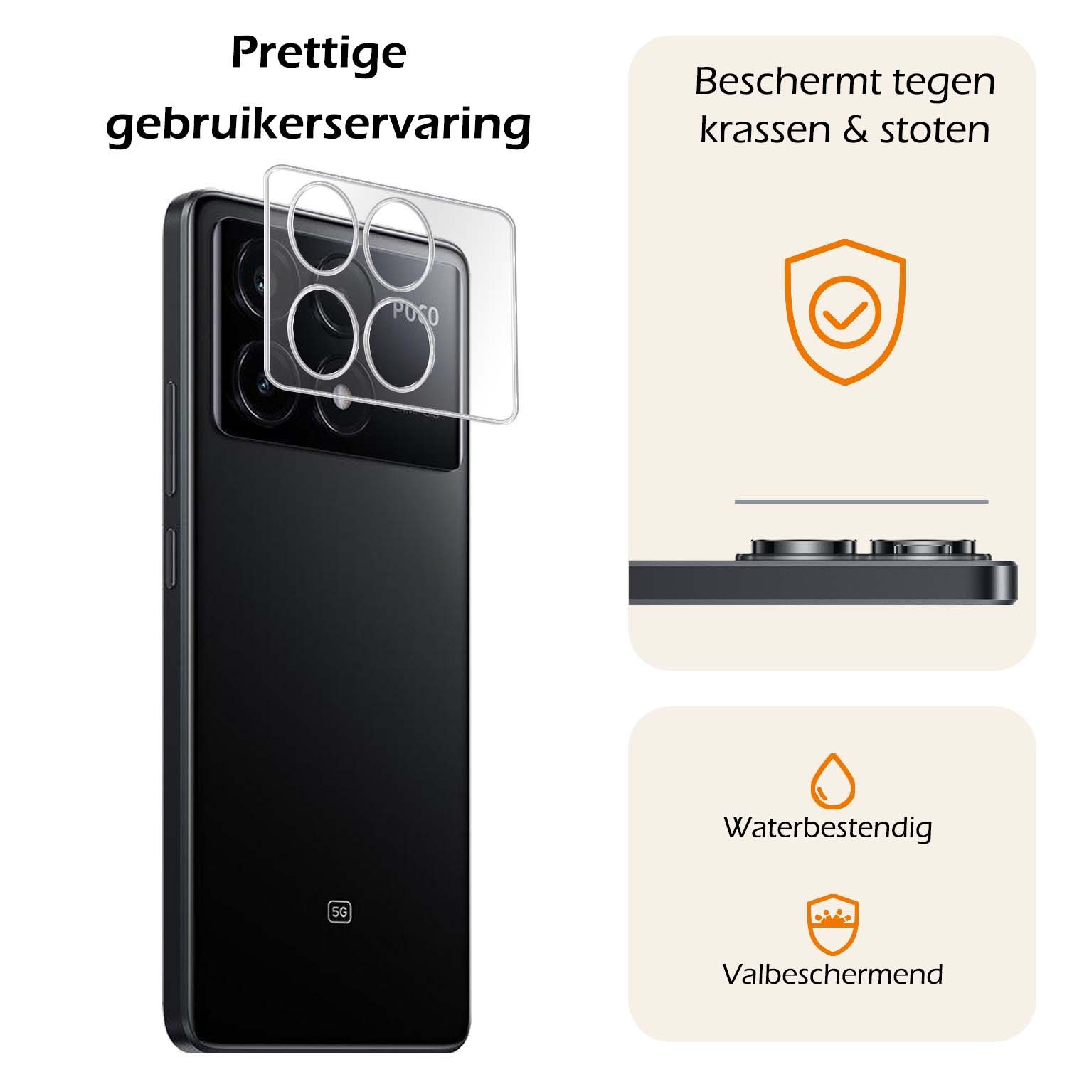 Nomfy Screenprotector Geschikt voor Xiaomi Poco X6 Pro 5G Camera Screen Protector Beschermglas - Screenprotector Geschikt voor Xiaomi Poco X6 Pro Camera Screenprotector Tempered Glass - 3 PACK