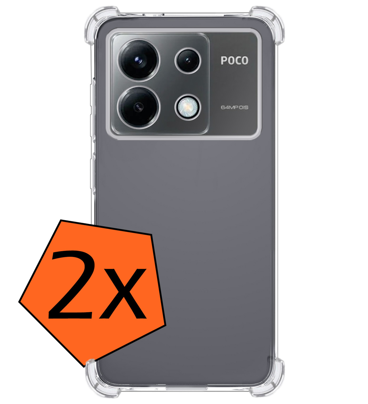 Nomfy Hoesje Geschikt voor Xiaomi Poco X6 Hoesje Shock Proof Cover Case Shockproof - Hoes Geschikt voor Xiaomi Poco X6 5G Hoes Siliconen Back Case - Transparant - 2 PACK