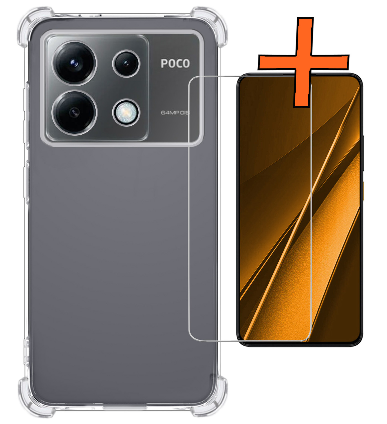 Nomfy Hoesje Geschikt voor Xiaomi Poco X6 Hoesje Shock Proof Cover Case Shockproof Met Screenprotector - Hoes Geschikt voor Xiaomi Poco X6 5G Hoes Siliconen Back Case - Transparant