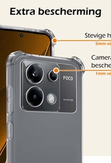 Nomfy Hoesje Geschikt voor Xiaomi Poco X6 Hoesje Shock Proof Cover Case Shockproof Met 2x Screenprotector - Hoes Geschikt voor Xiaomi Poco X6 5G Hoes Siliconen Back Case - Transparant