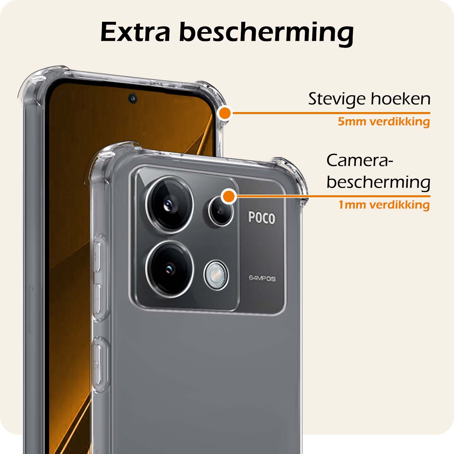 Nomfy Hoesje Geschikt voor Xiaomi Poco X6 Hoesje Shock Proof Cover Case Shockproof Met 2x Screenprotector - Hoes Geschikt voor Xiaomi Poco X6 5G Hoes Siliconen Back Case - Transparant