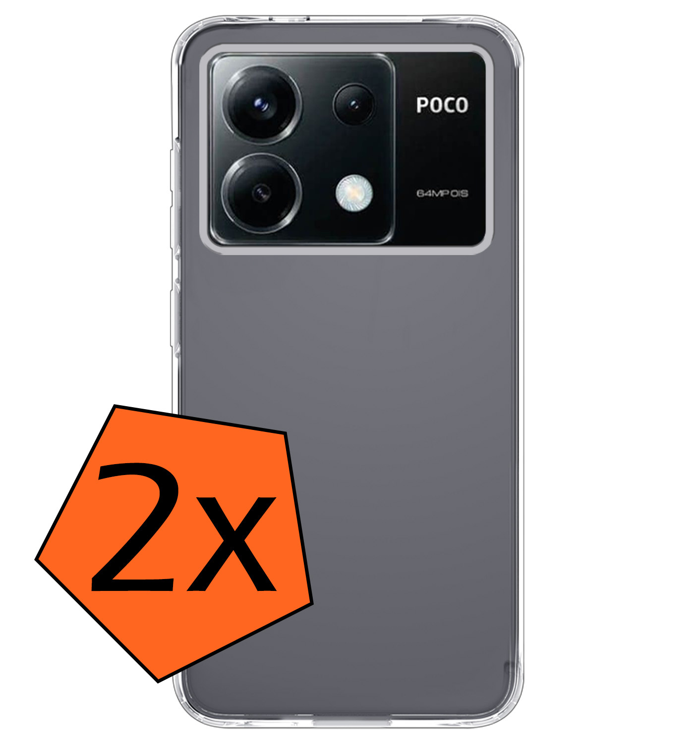 Nomfy Hoesje Geschikt voor Xiaomi Poco X6 Hoesje Siliconen Cover Case - Hoes Geschikt voor Xiaomi Poco X6 5G Hoes Back Case - 2-PACK - Transparant