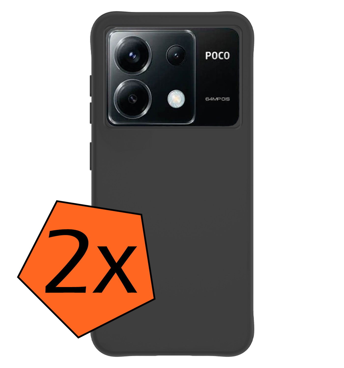 Nomfy Hoesje Geschikt voor Xiaomi Poco X6 Hoesje Siliconen Cover Case - Hoes Geschikt voor Xiaomi Poco X6 5G Hoes Back Case - 2-PACK - Zwart