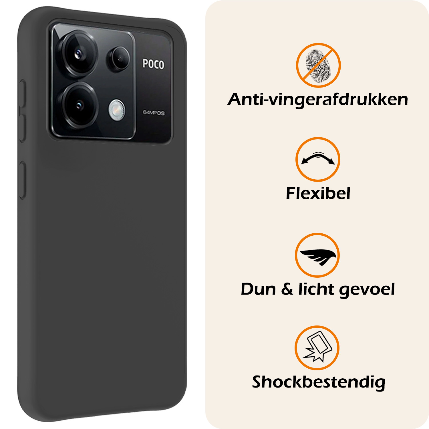 Nomfy Hoesje Geschikt voor Xiaomi Poco X6 Hoesje Siliconen Cover Case - Hoes Geschikt voor Xiaomi Poco X6 5G Hoes Back Case - 2-PACK - Zwart