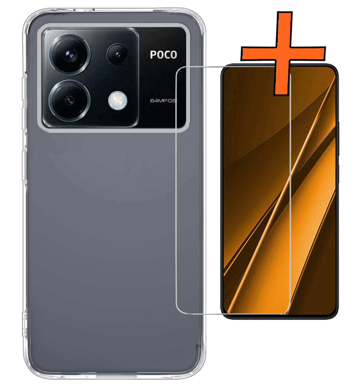 Nomfy Hoesje Geschikt voor Xiaomi Poco X6 Hoesje Siliconen Cover Case Met Screenprotector - Hoes Geschikt voor Xiaomi Poco X6 5G Hoes Back Case - Transparant