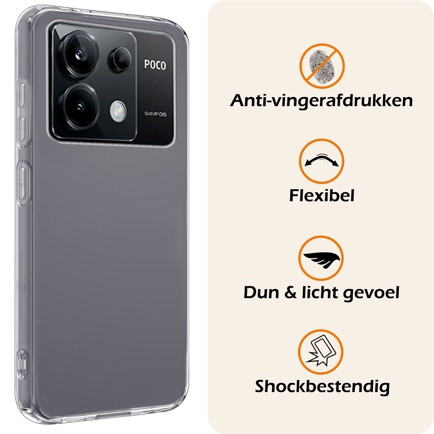 Nomfy Hoesje Geschikt voor Xiaomi Poco X6 Hoesje Siliconen Cover Case Met Screenprotector - Hoes Geschikt voor Xiaomi Poco X6 5G Hoes Back Case - Transparant