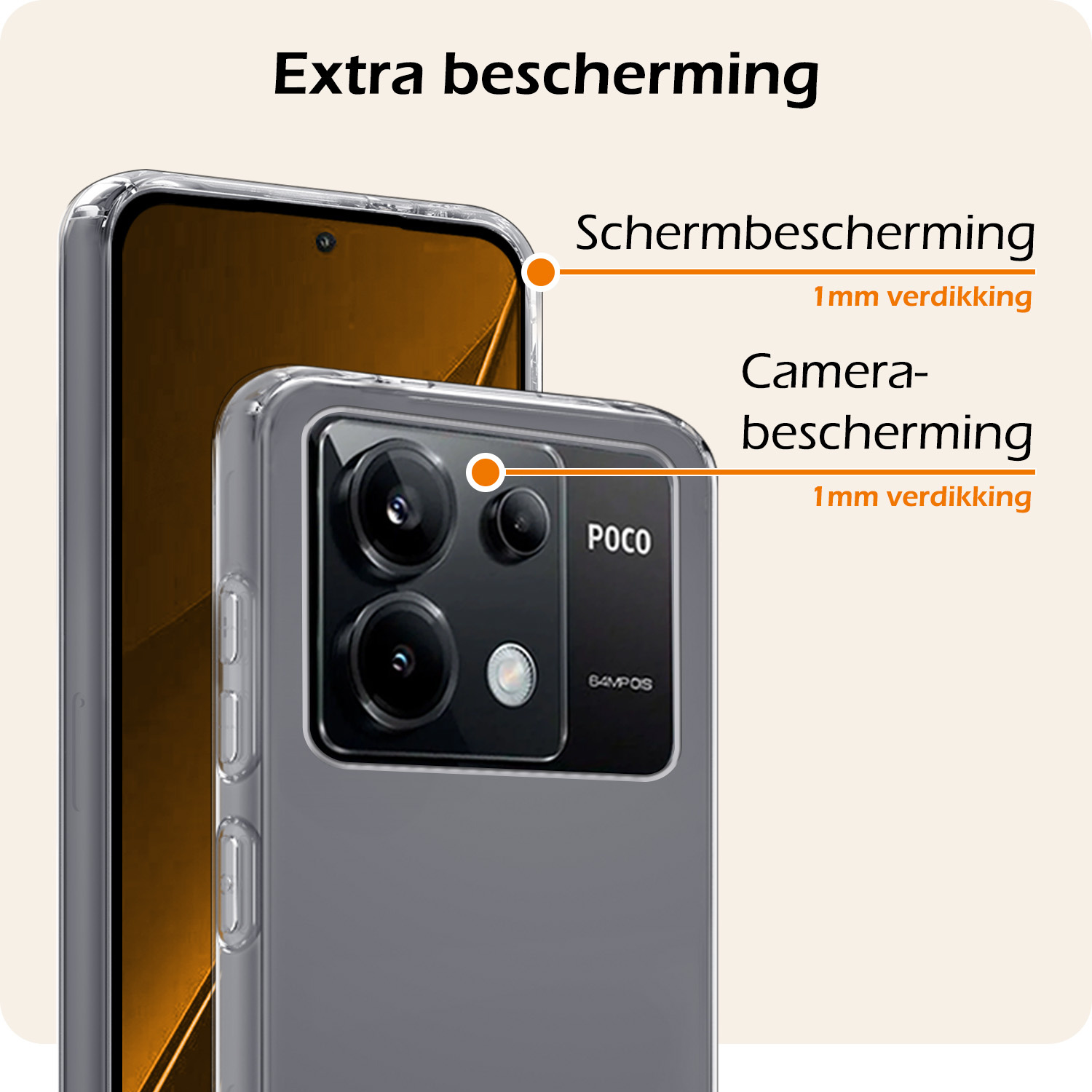 Nomfy Hoesje Geschikt voor Xiaomi Poco X6 Hoesje Siliconen Cover Case Met Screenprotector - Hoes Geschikt voor Xiaomi Poco X6 5G Hoes Back Case - Transparant