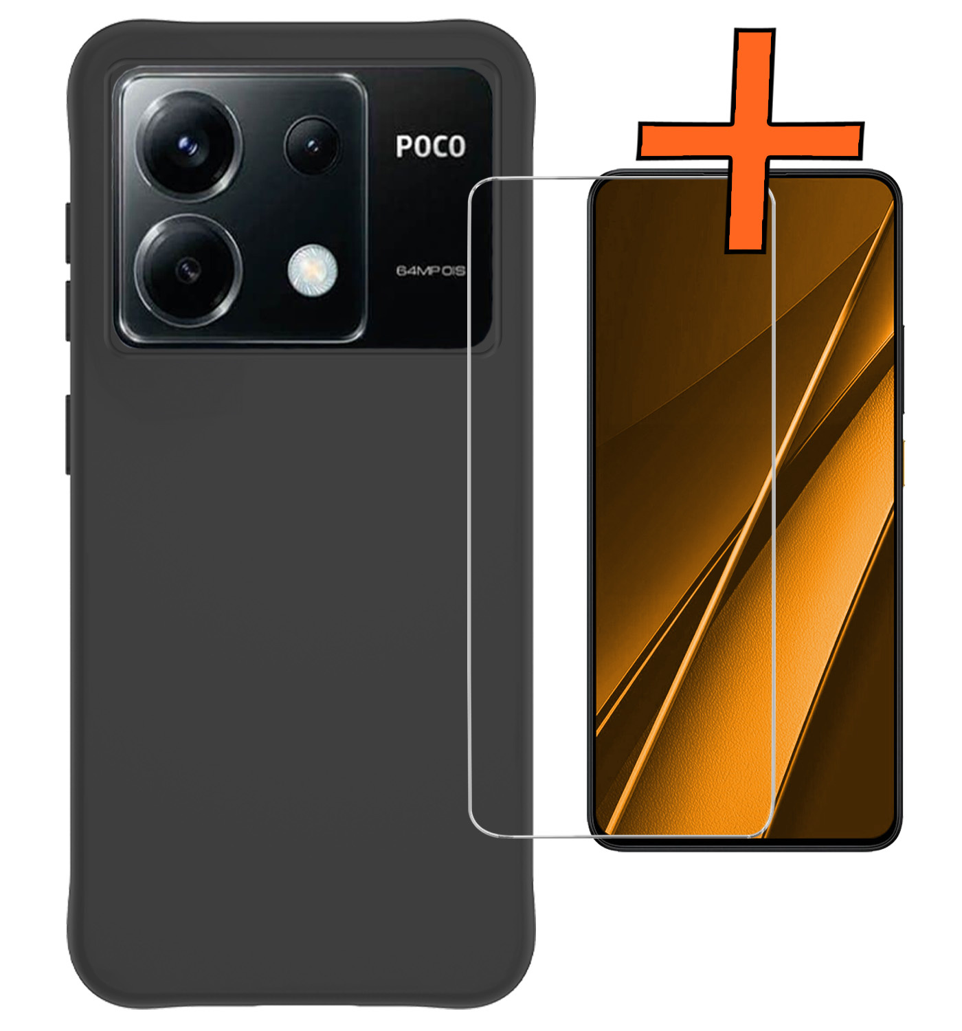 Nomfy Hoesje Geschikt voor Xiaomi Poco X6 Hoesje Siliconen Cover Case Met Screenprotector - Hoes Geschikt voor Xiaomi Poco X6 5G Hoes Back Case - Zwart