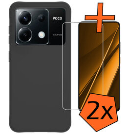 Nomfy Nomfy Xiaomi Poco X6 Hoesje Siliconen Met 2x Screenprotector - Zwart