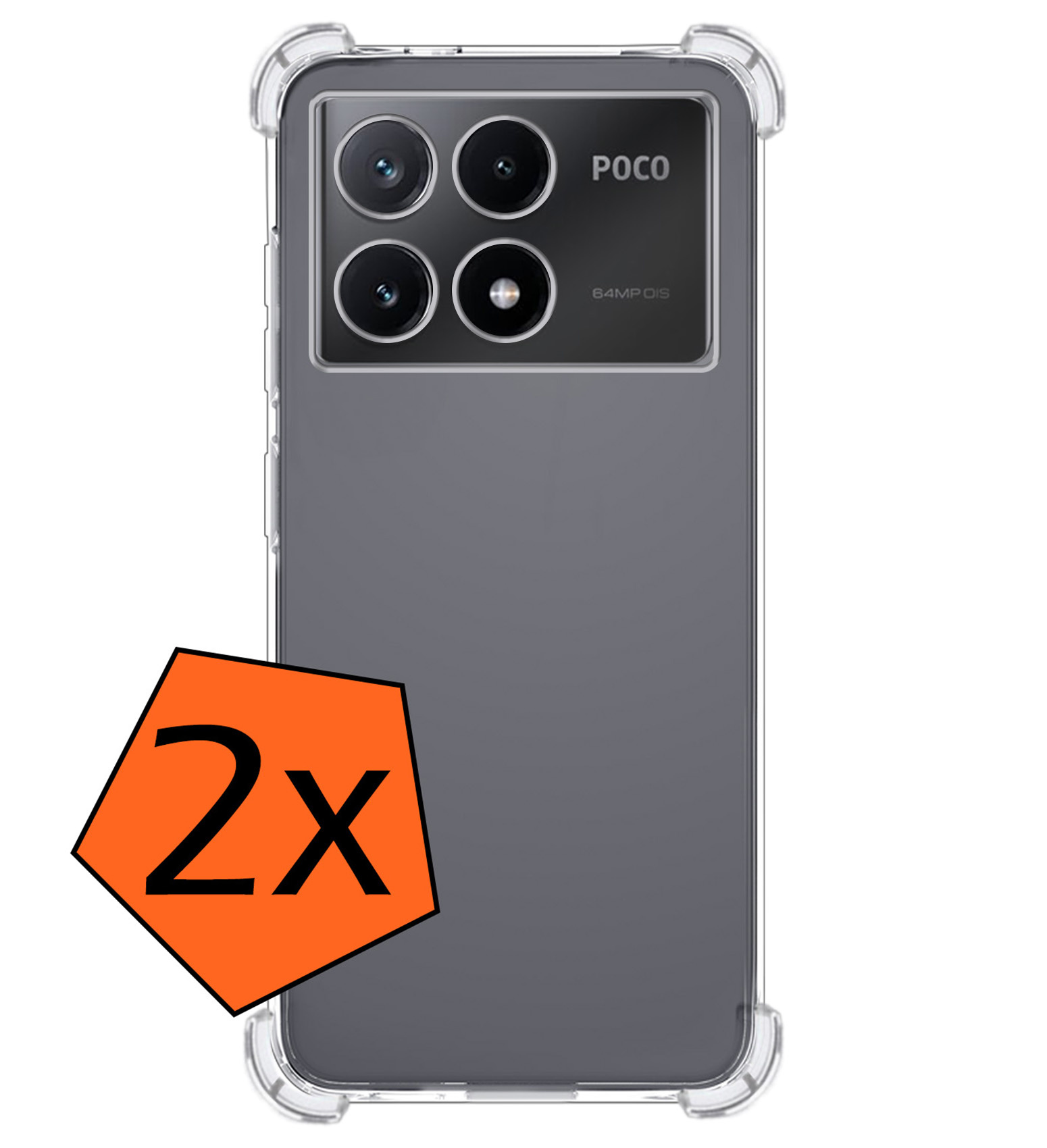 Nomfy Hoesje Geschikt voor Xiaomi Poco X6 Pro 5G Hoesje Shock Proof Cover Case Shockproof - Hoes Geschikt voor Xiaomi Poco X6 Pro Hoes Siliconen Back Case - Transparant - 2 PACK