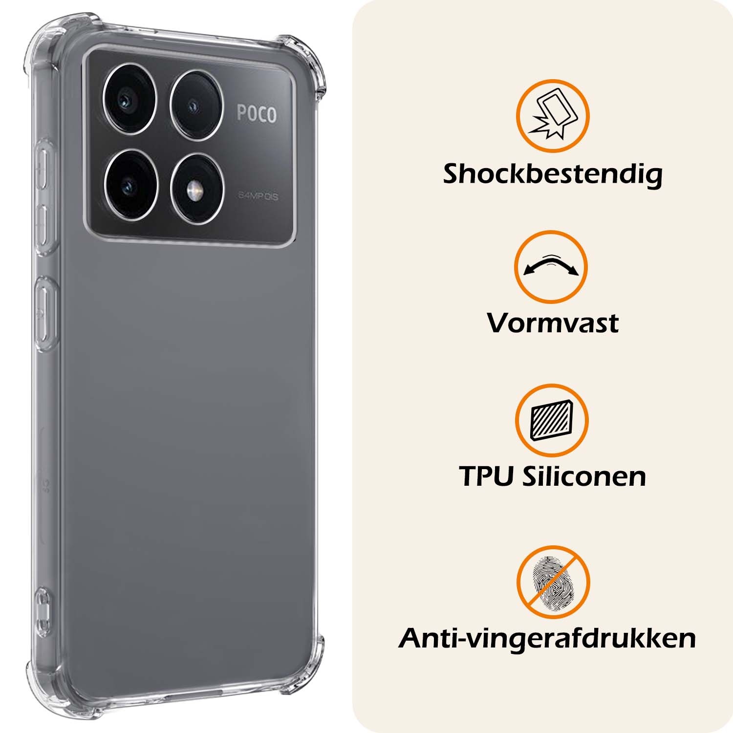 Nomfy Hoesje Geschikt voor Xiaomi Poco X6 Pro 5G Hoesje Shock Proof Cover Case Shockproof - Hoes Geschikt voor Xiaomi Poco X6 Pro Hoes Siliconen Back Case - Transparant - 2 PACK