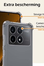 Nomfy Hoesje Geschikt voor Xiaomi Poco X6 Pro 5G Hoesje Shock Proof Cover Case Shockproof - Hoes Geschikt voor Xiaomi Poco X6 Pro Hoes Siliconen Back Case - Transparant - 2 PACK