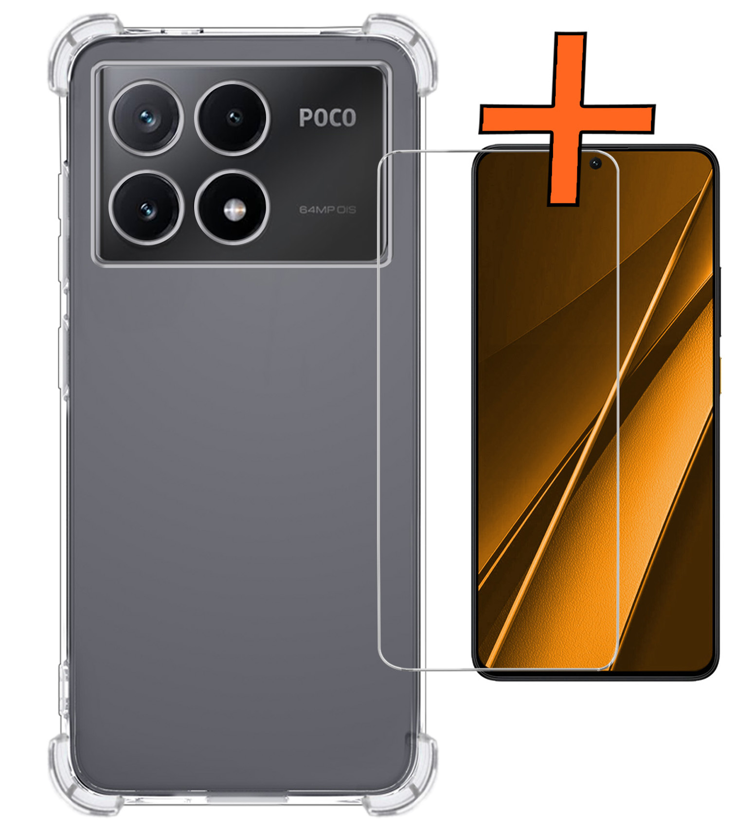 Nomfy Hoesje Geschikt voor Xiaomi Poco X6 Pro 5G Hoesje Shock Proof Cover Case Shockproof Met Screenprotector - Hoes Geschikt voor Xiaomi Poco X6 Pro Hoes Siliconen Back Case - Transparant