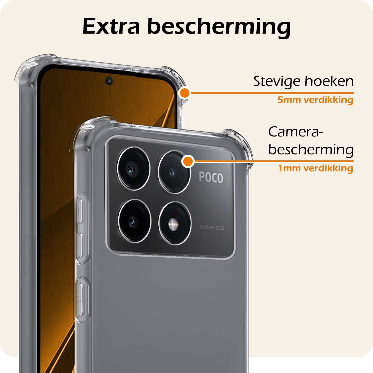 Nomfy Hoesje Geschikt voor Xiaomi Poco X6 Pro 5G Hoesje Shock Proof Cover Case Shockproof Met 2x Screenprotector - Hoes Geschikt voor Xiaomi Poco X6 Pro Hoes Siliconen Back Case - Transparant