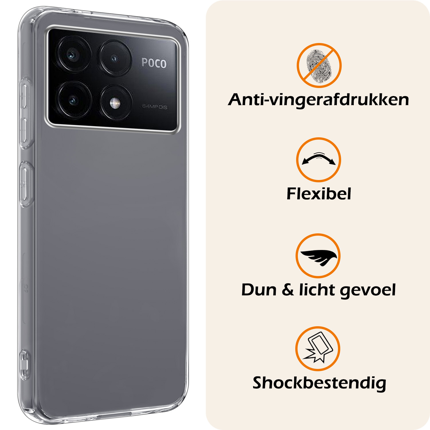 Nomfy Hoesje Geschikt voor Xiaomi Poco X6 Pro 5G Hoesje Siliconen Cover Case - Hoes Geschikt voor Xiaomi Poco X6 Pro Hoes Back Case - Transparant