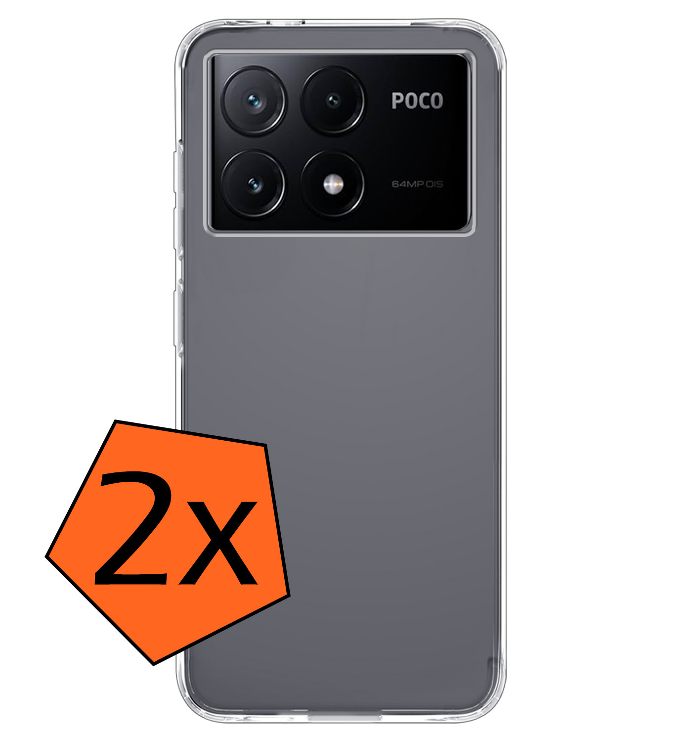 Nomfy Hoesje Geschikt voor Xiaomi Poco X6 Pro 5G Hoesje Siliconen Cover Case - Hoes Geschikt voor Xiaomi Poco X6 Pro Hoes Back Case - 2-PACK - Transparant