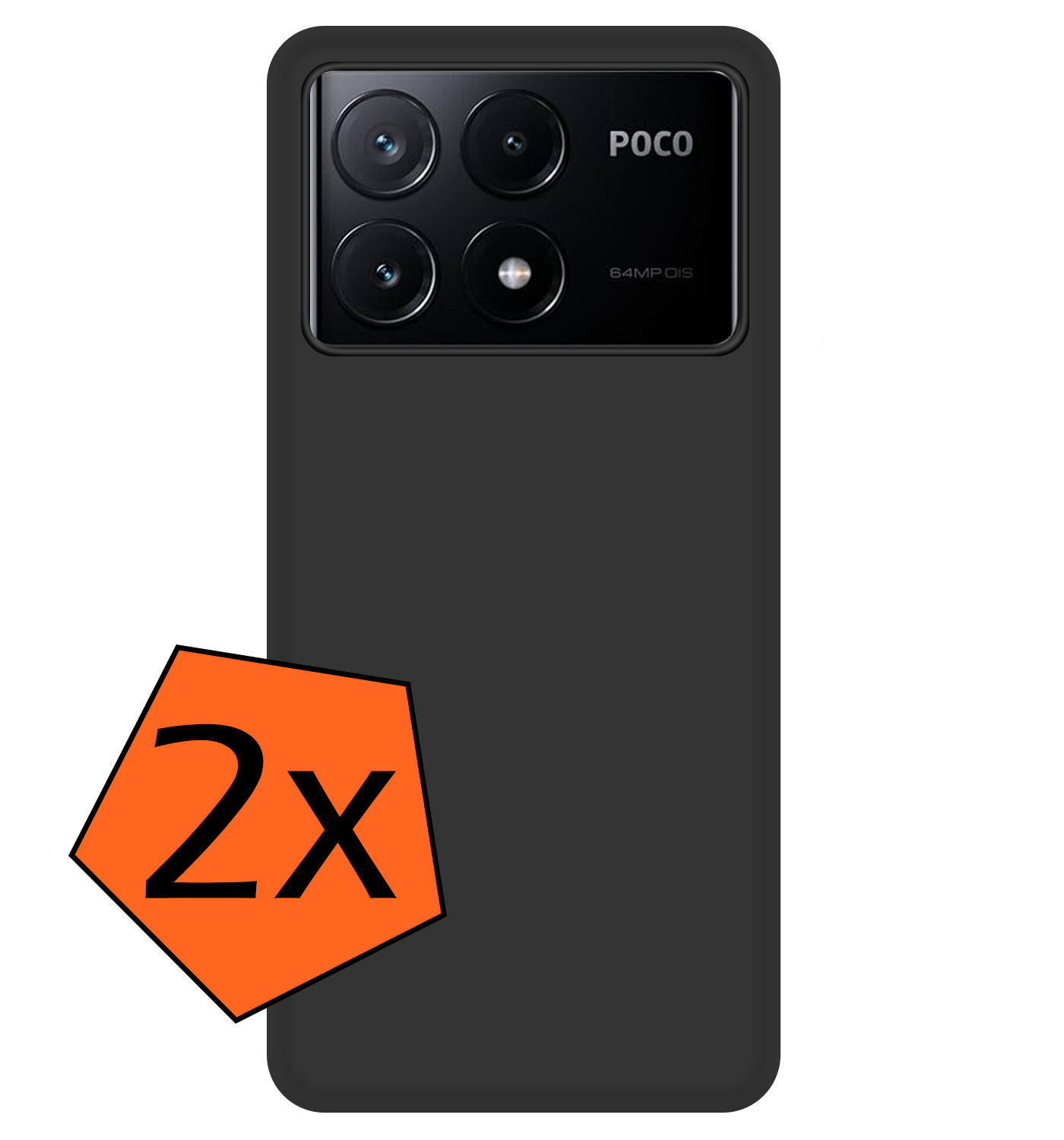 Nomfy Hoesje Geschikt voor Xiaomi Poco X6 Pro 5G Hoesje Siliconen Cover Case - Hoes Geschikt voor Xiaomi Poco X6 Pro Hoes Back Case - 2-PACK - Zwart