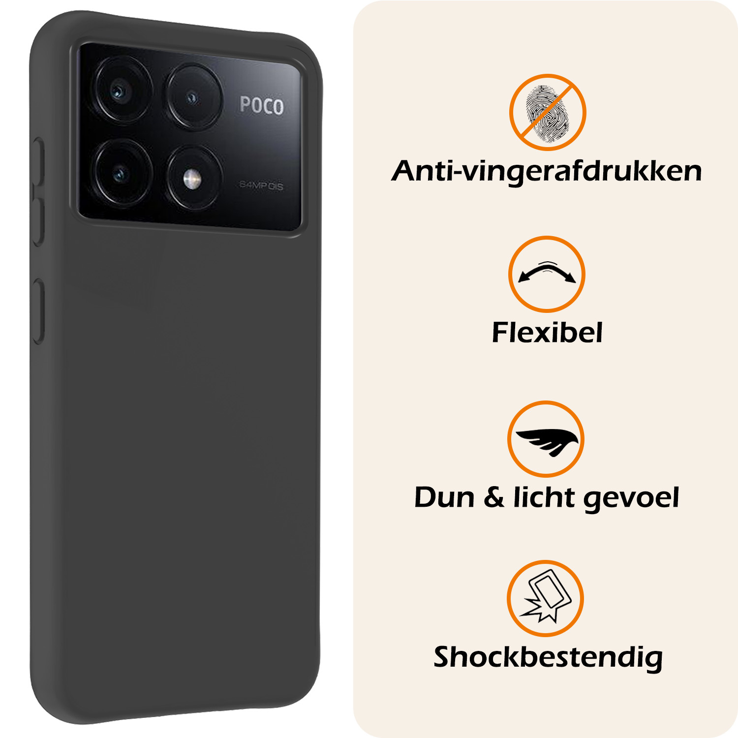 Nomfy Hoesje Geschikt voor Xiaomi Poco X6 Pro 5G Hoesje Siliconen Cover Case - Hoes Geschikt voor Xiaomi Poco X6 Pro Hoes Back Case - 2-PACK - Zwart