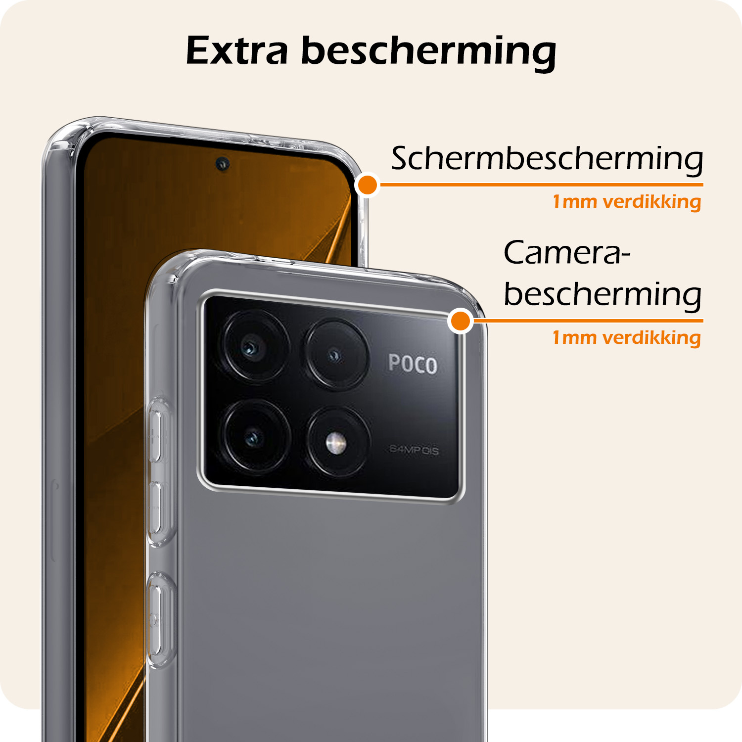 Nomfy Hoesje Geschikt voor Xiaomi Poco X6 Pro 5G Hoesje Siliconen Cover Case Met Screenprotector - Hoes Geschikt voor Xiaomi Poco X6 Pro Hoes Back Case - Transparant