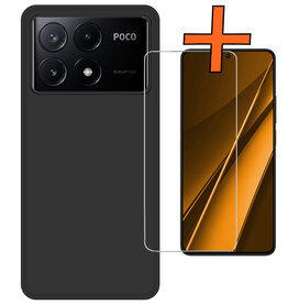 Nomfy Nomfy Xiaomi Poco X6 Pro Hoesje Siliconen Met Screenprotector - Zwart
