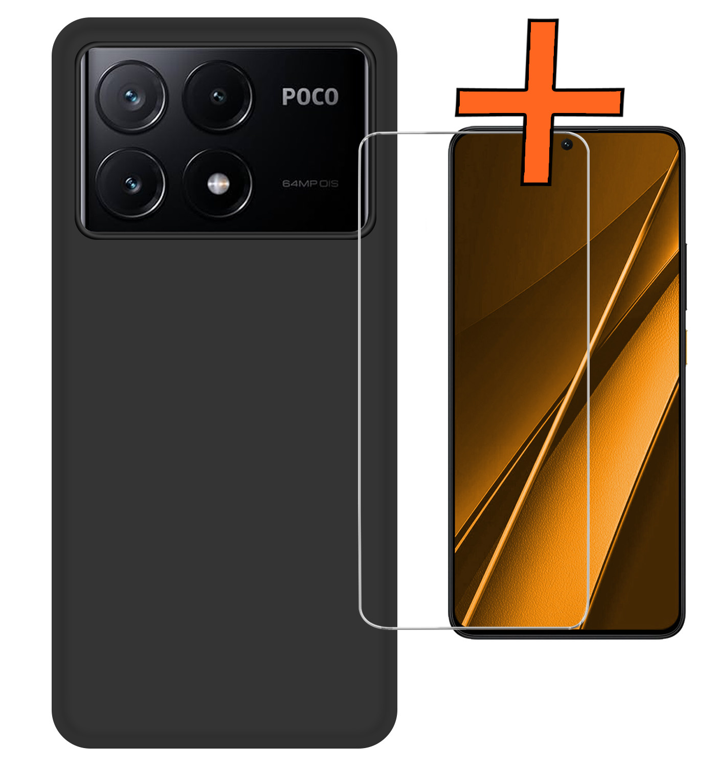 Nomfy Hoesje Geschikt voor Xiaomi Poco X6 Pro 5G Hoesje Siliconen Cover Case Met Screenprotector - Hoes Geschikt voor Xiaomi Poco X6 Pro Hoes Back Case - Zwart