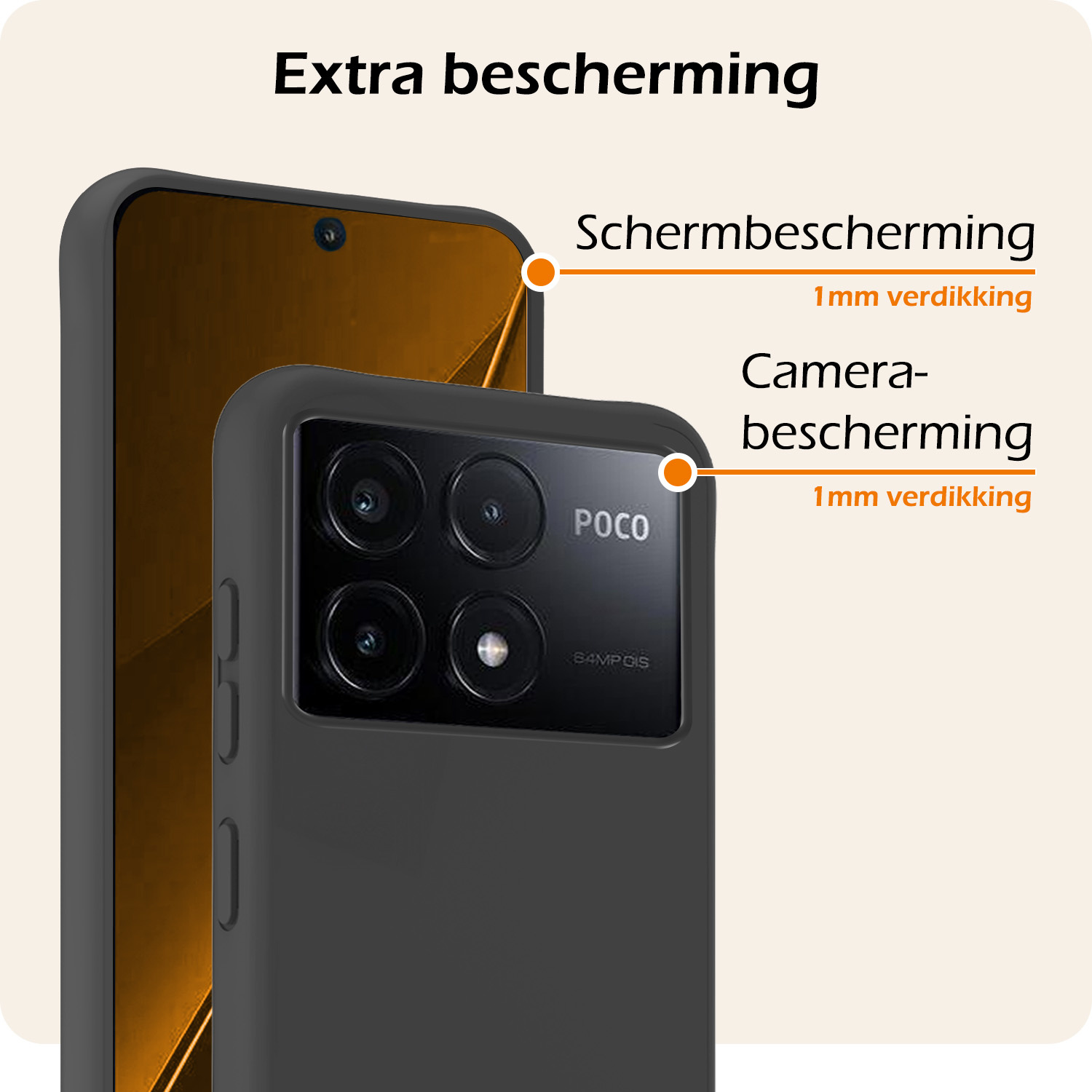 Nomfy Hoesje Geschikt voor Xiaomi Poco X6 Pro 5G Hoesje Siliconen Cover Case Met Screenprotector - Hoes Geschikt voor Xiaomi Poco X6 Pro Hoes Back Case - Zwart