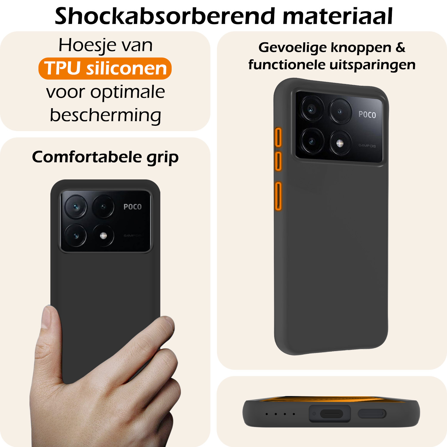 Nomfy Hoesje Geschikt voor Xiaomi Poco X6 Pro 5G Hoesje Siliconen Cover Case Met Screenprotector - Hoes Geschikt voor Xiaomi Poco X6 Pro Hoes Back Case - Zwart