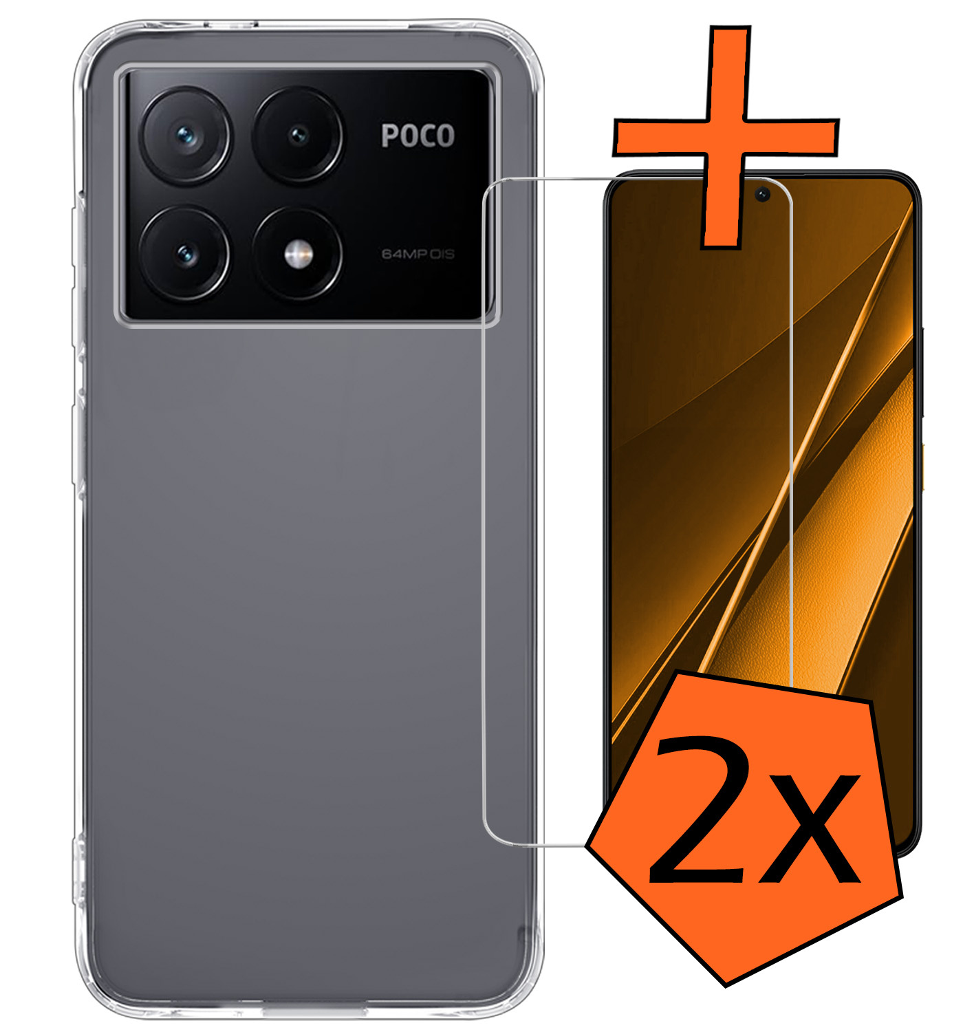 Nomfy Hoesje Geschikt voor Xiaomi Poco X6 Pro 5G Hoesje Siliconen Cover Case Met 2x Screenprotector - Hoes Geschikt voor Xiaomi Poco X6 Pro Hoes Back Case - Transparant